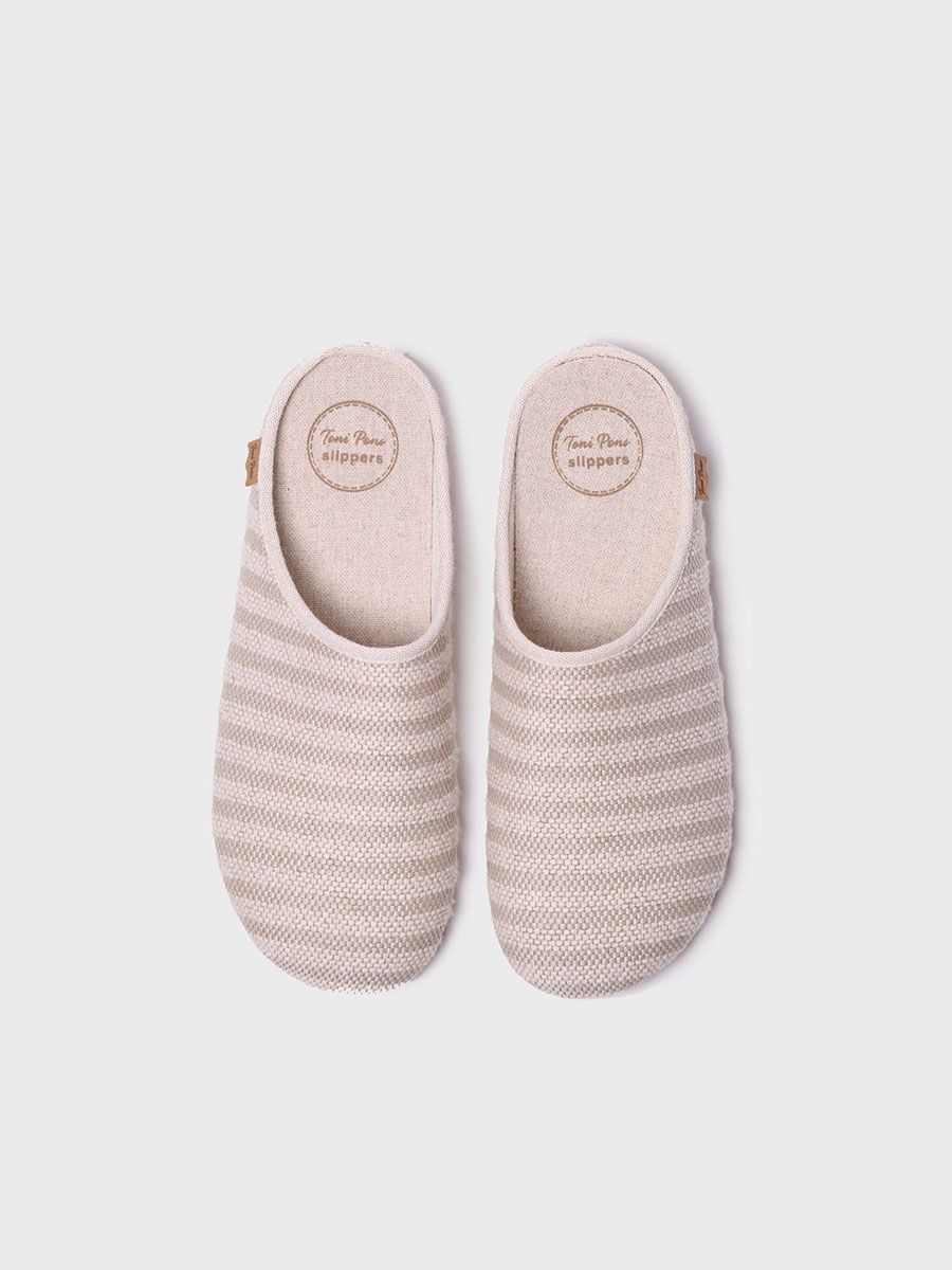 Pantuflas para mujer en color piedra | MELY-DL