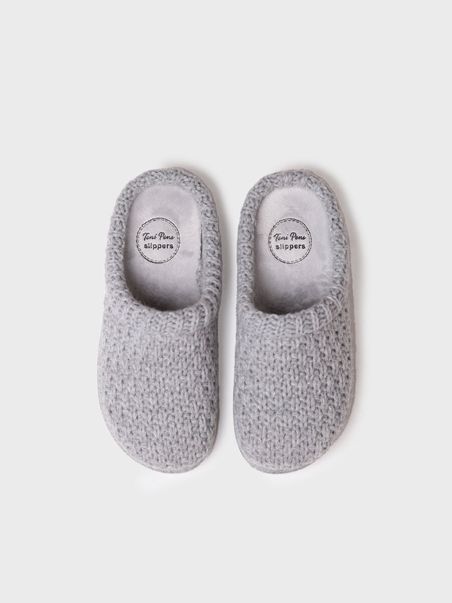 Pantufla para mujer en tejido trenzado color gris | DOMI