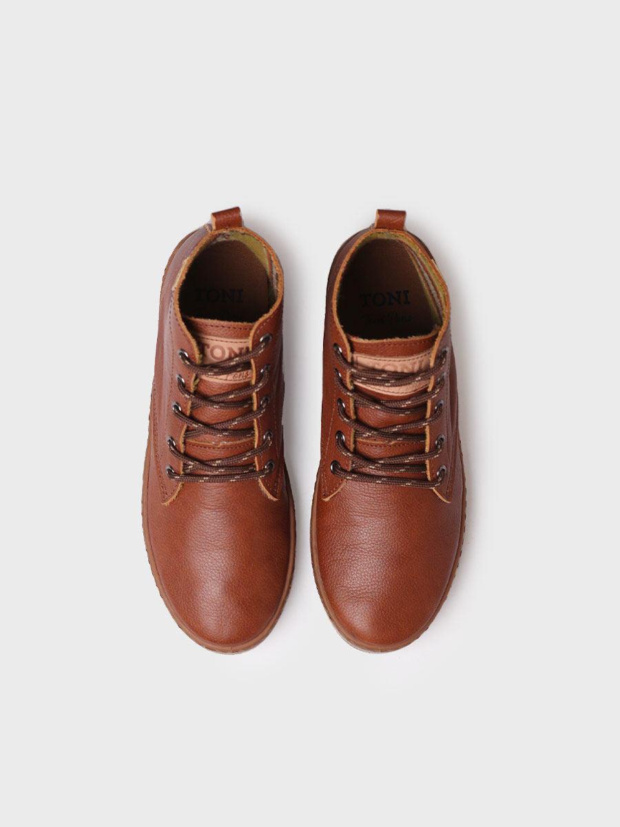 Botín para hombre caña alta en color cuero | DALTON