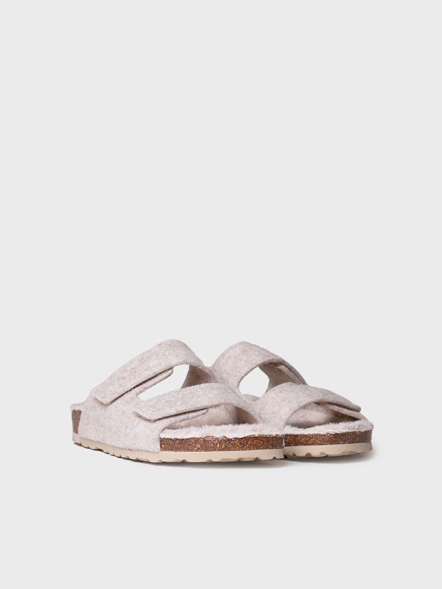 Pantufla para mujer abierta en color crudo | LIZY