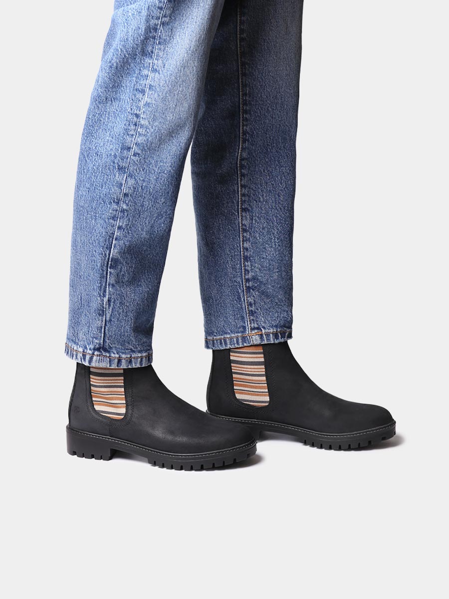 Botines de mujer en piel con elásticos a rayas | CARLA-NR