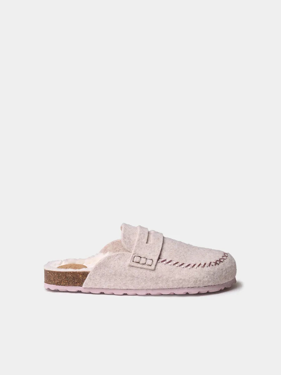 Pantufla de fieltro con suela de corcho para mujer | GANDESA