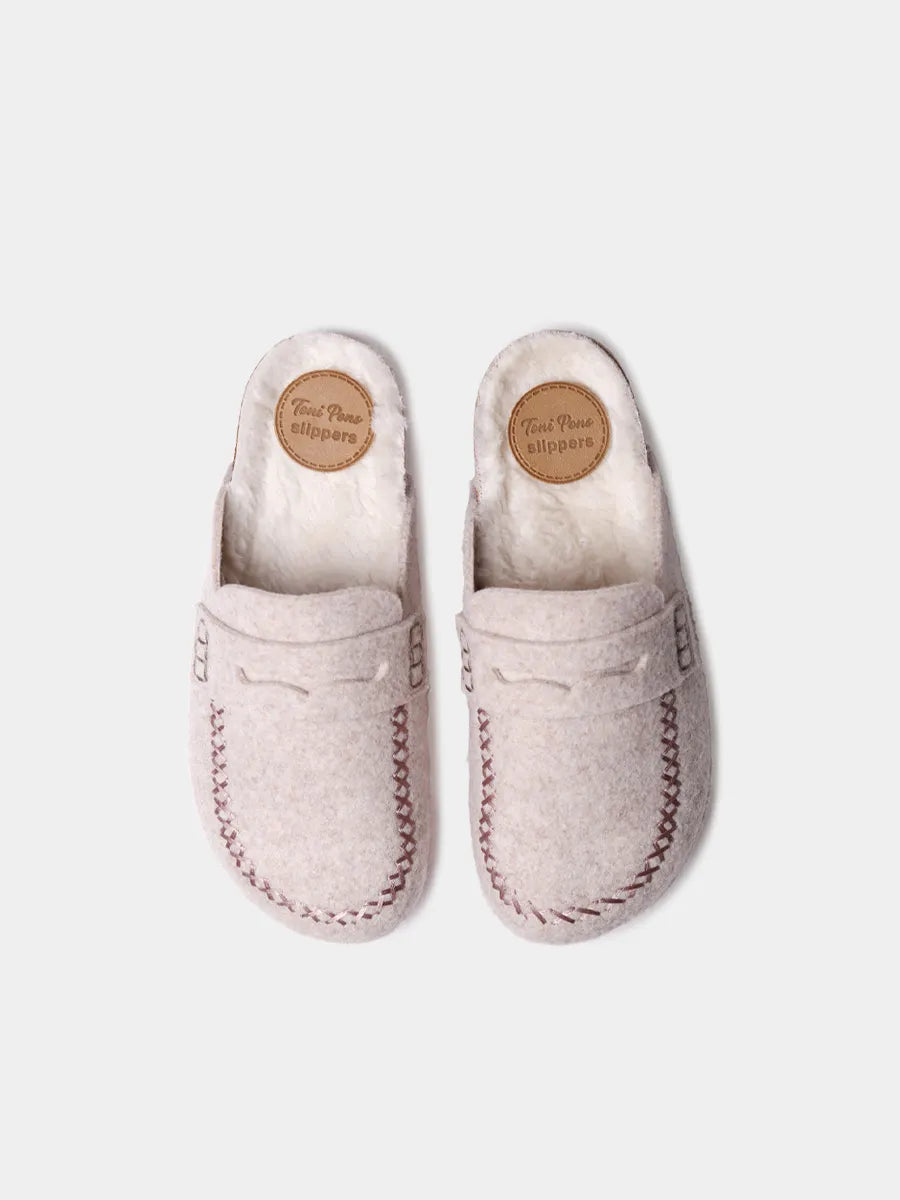 Pantufla de fieltro con suela de corcho para mujer | GANDESA