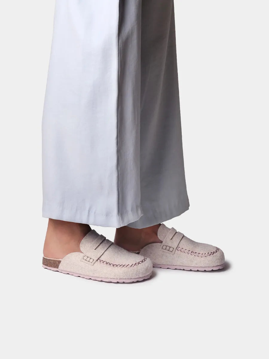 Pantufla de fieltro con suela de corcho para mujer | GANDESA