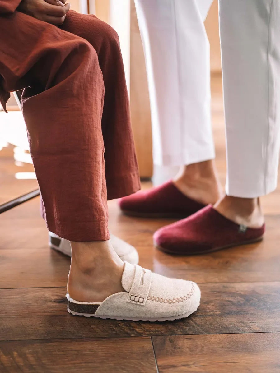 Pantufla de fieltro con suela de corcho para mujer | GANDESA