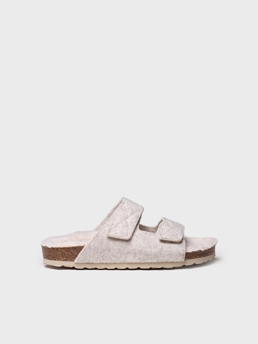 Pantufla para mujer abierta en color crudo | LIZY