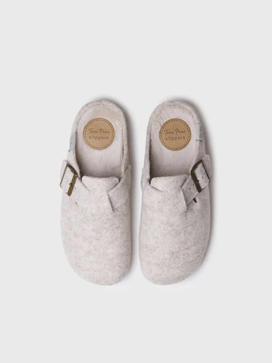 Pantufla para mujer tipo zueco con hebilla | MIMA-FP