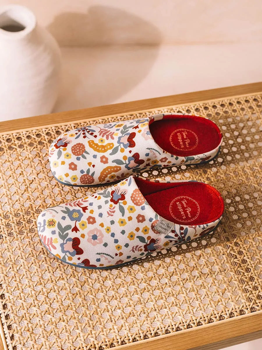Pantuflas tipo zueco de mujer en algodón estampado | MIMI-TJ
