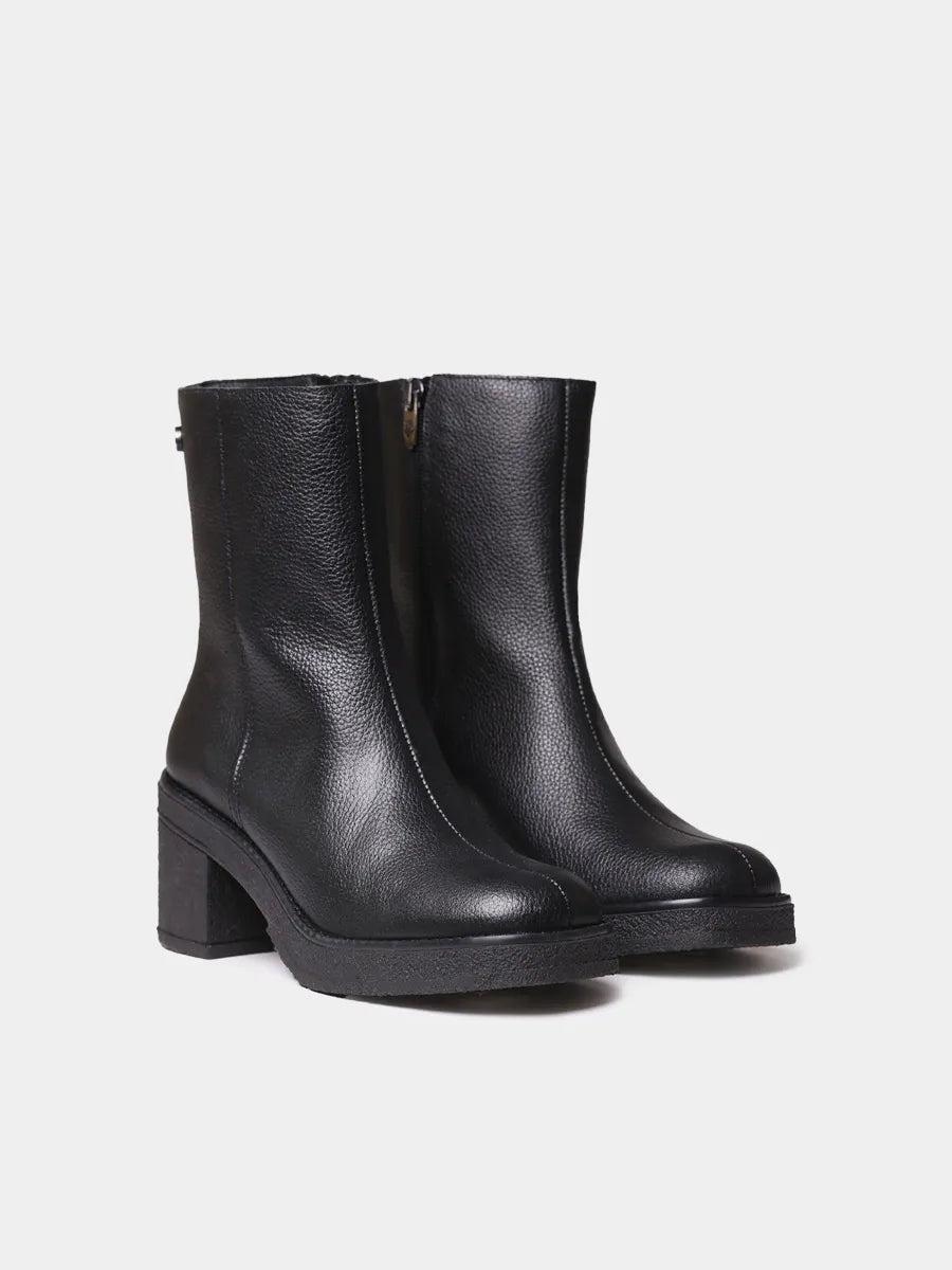 Botín de mujer en piel con plataforma y tacón ancho | PIANI-PO