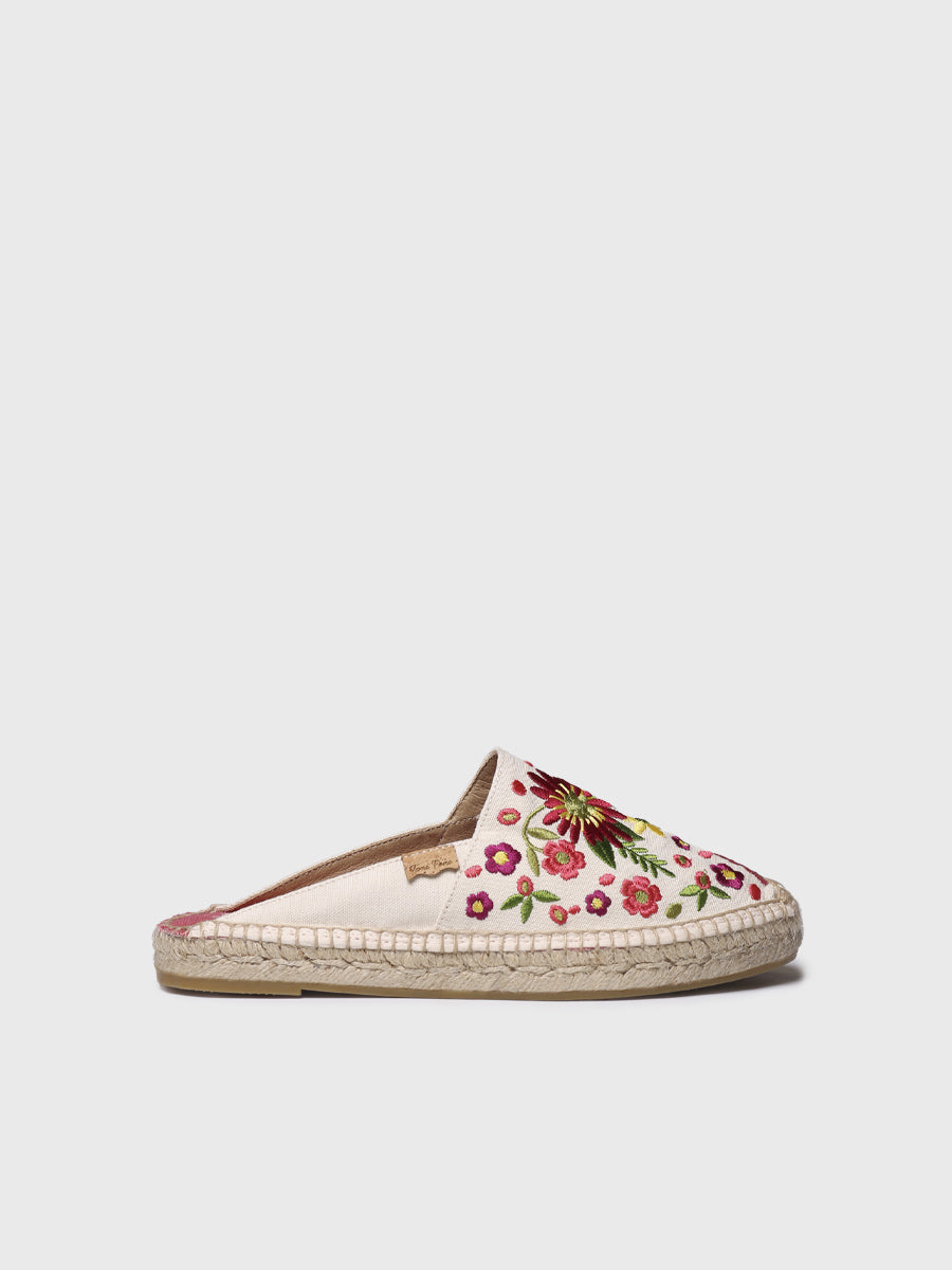 Alpargata mule de mujer con bordado floral | ROVIRA