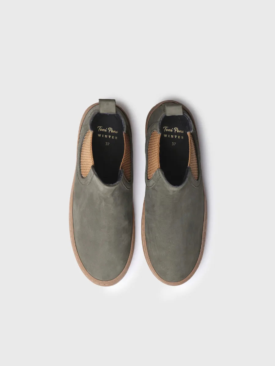 Botín para mujer en piel nobuk con elásticos laterales | SERRA