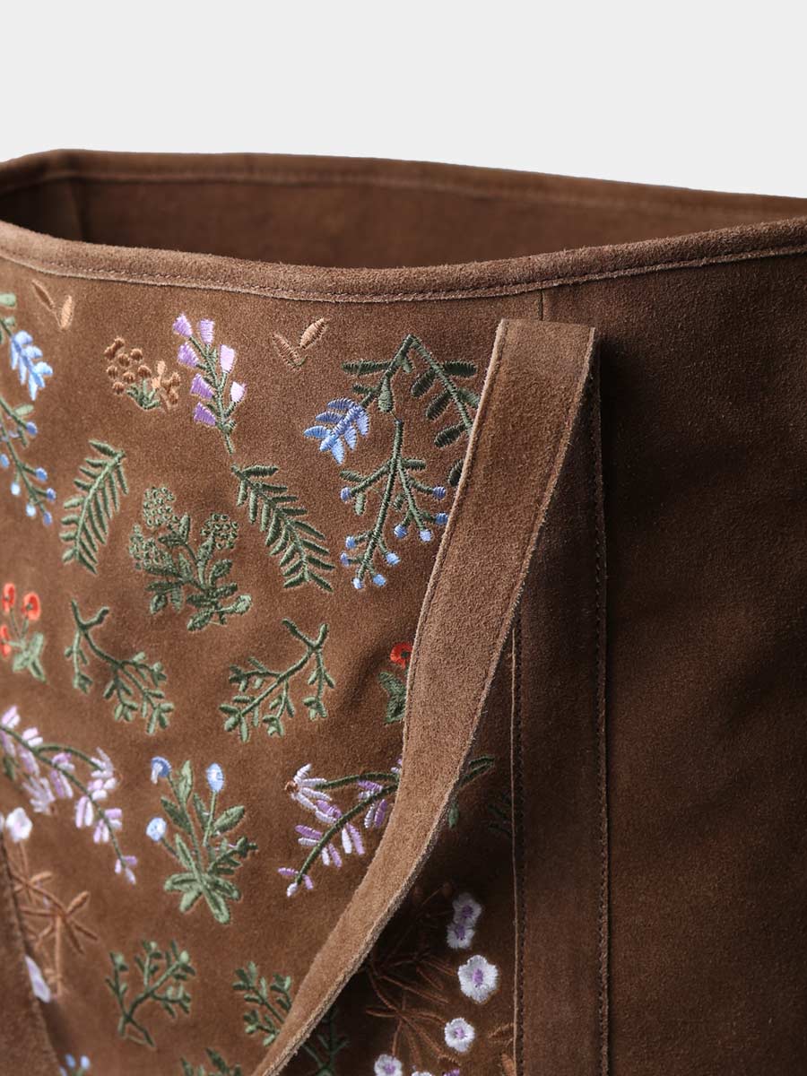 Bolso de mujer en serraje con bordado floral | SIURANA