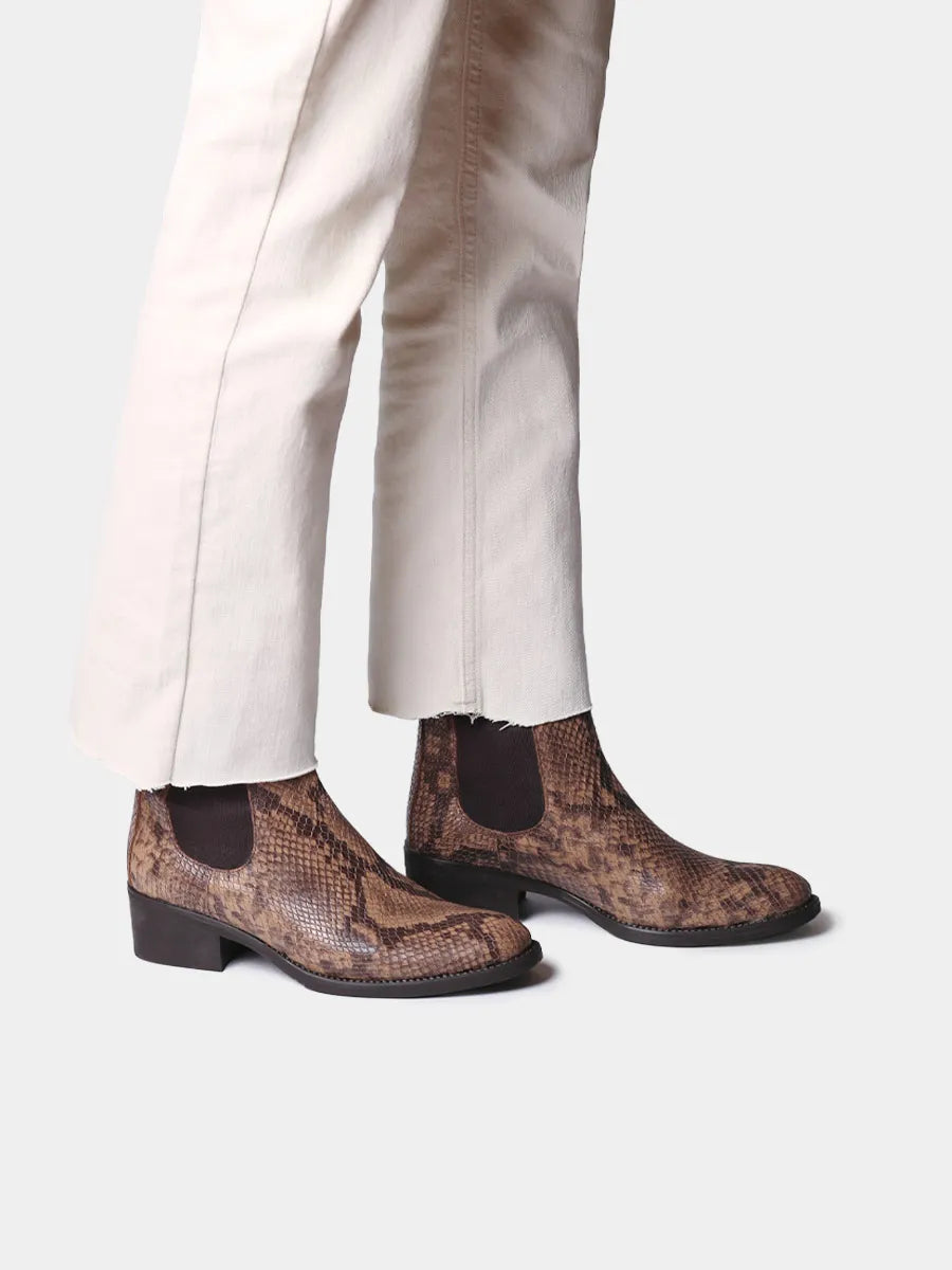 Botines de mujer en piel efecto serpiente con elásticos | TORTOSA-PI
