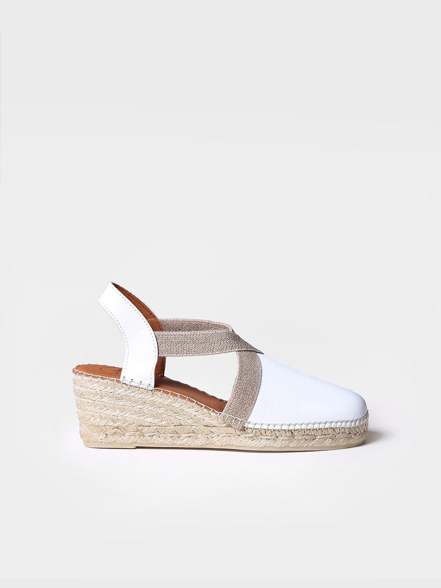 Alpargata de piel con cuña media para mujer | TOSSA