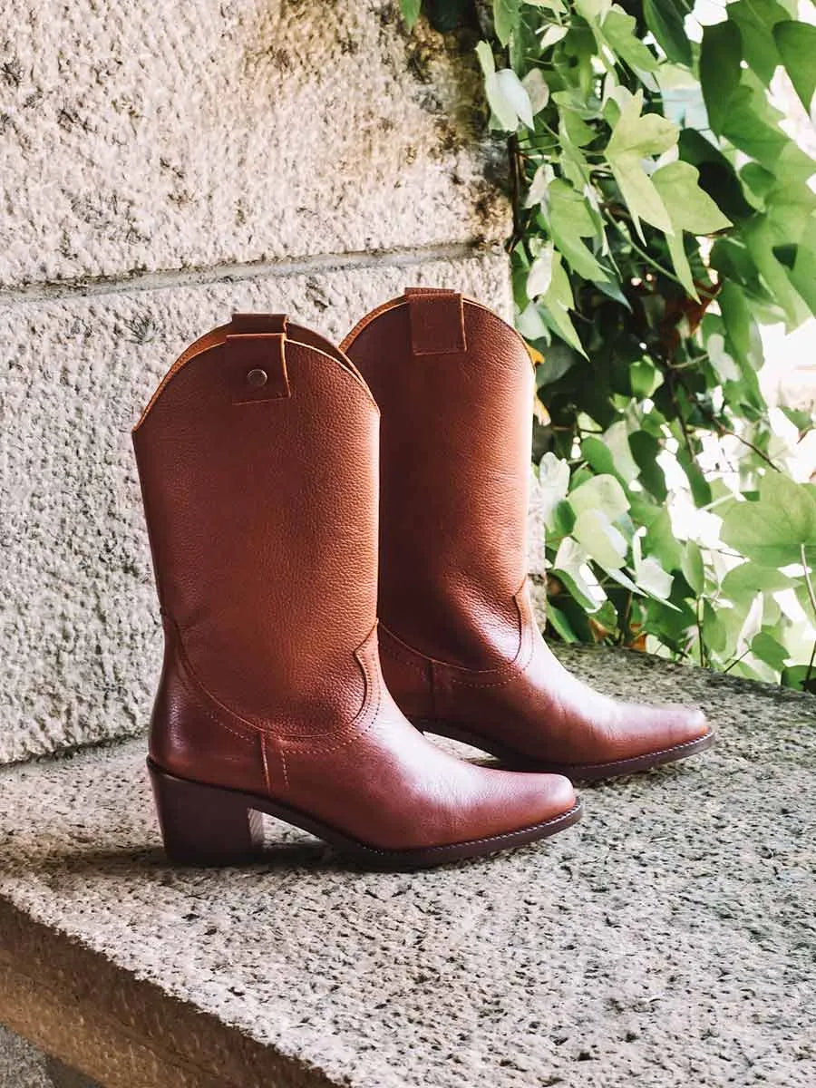 Botines de mujer cowboy en piel con tacón | UBEDA