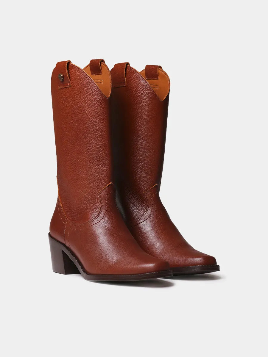 Botines de mujer cowboy en piel con tacón | UBEDA