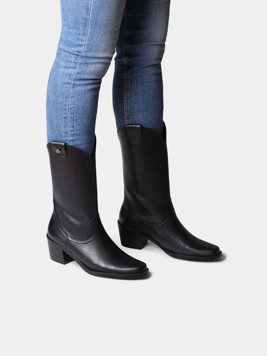 Botines de mujer cowboy en piel con tacón | UBEDA