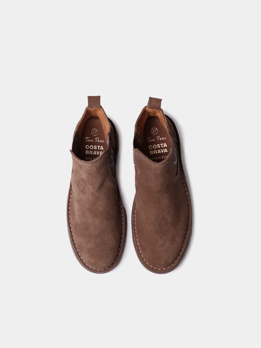 Botín en serraje con bordados florales para mujer | BISBAL