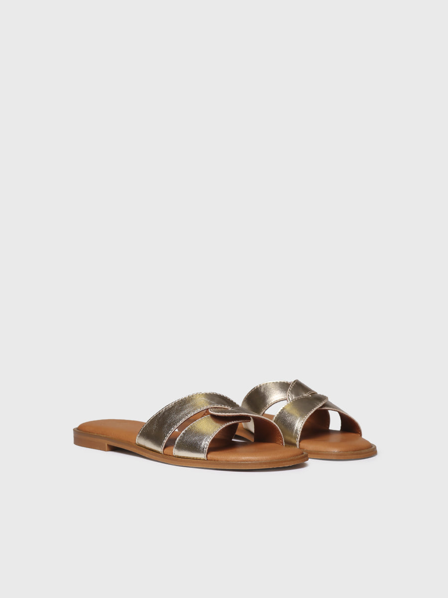 Sandalias planas de mujer en piel metalizada | BRESCIA