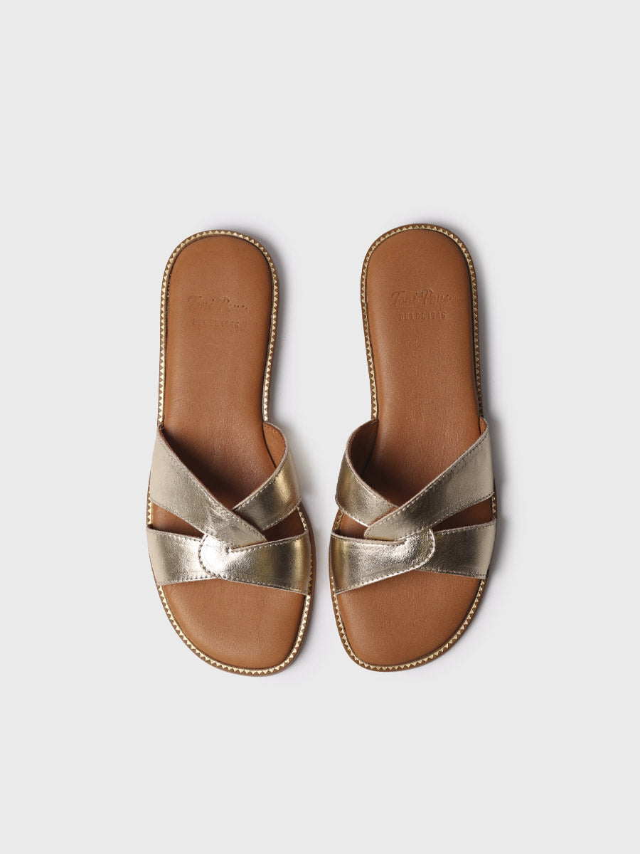 Sandalias planas de mujer en piel metalizada | BRESCIA