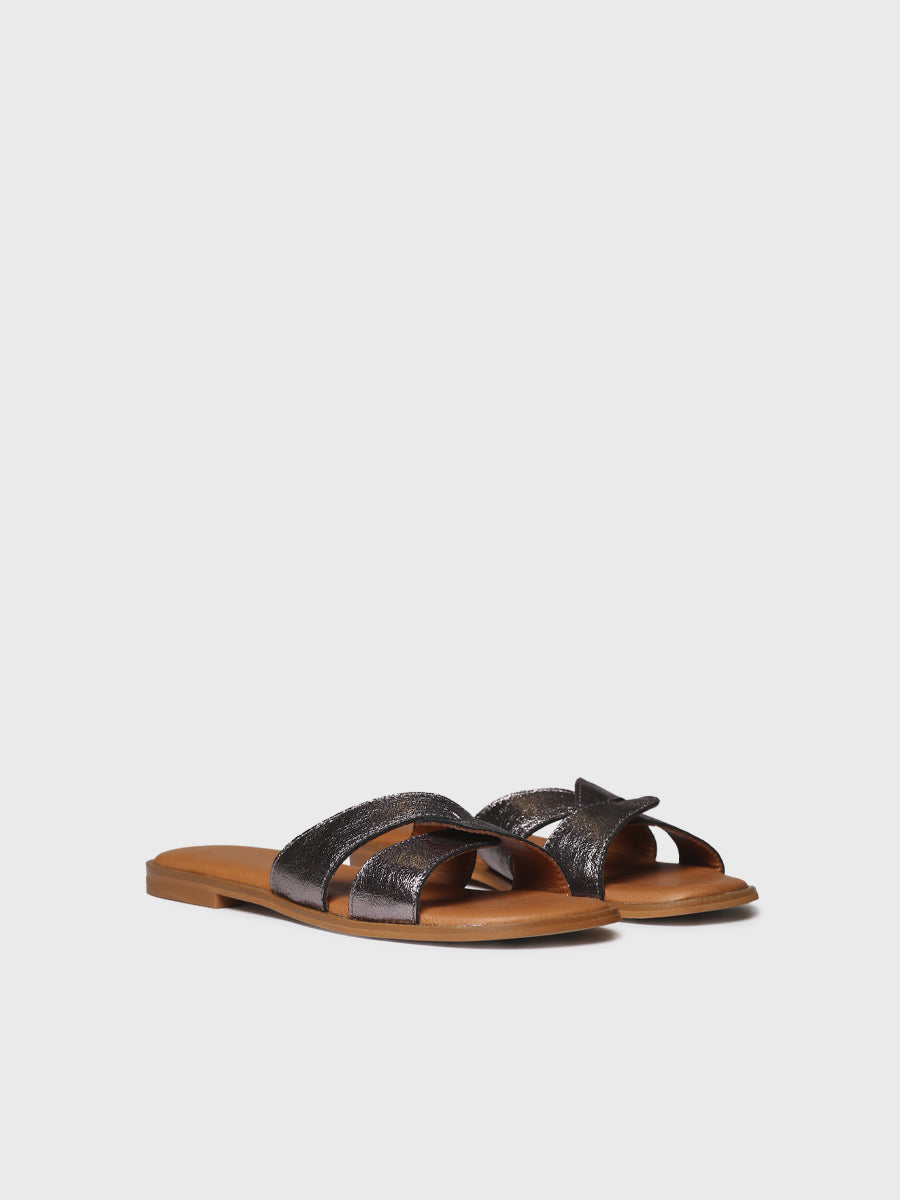 Sandalias planas de mujer en piel metalizada | BRESCIA