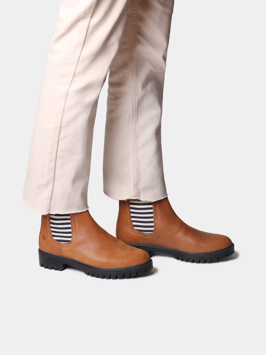 Botines de mujer en piel con elásticos a rayas | CARLA-NR