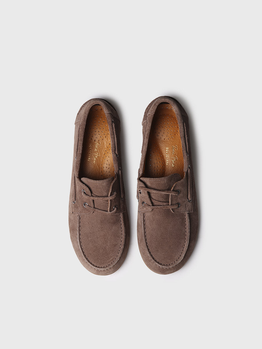 Zapatos de mujer en serraje con cordones de piel | CRIS-SE