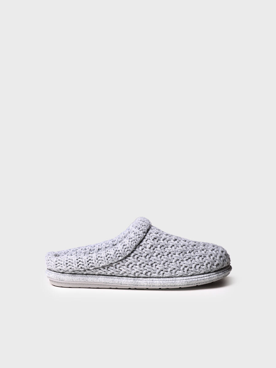 Pantufla para mujer en tejido trenzado color gris | DOMI