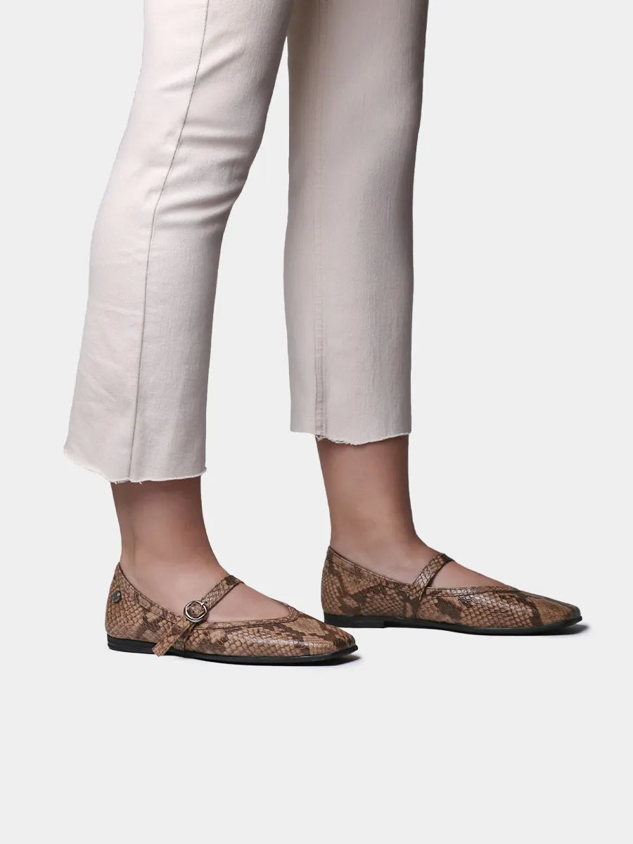 Merceditas de mujer en piel con efecto serpiente | MARIAN-PI