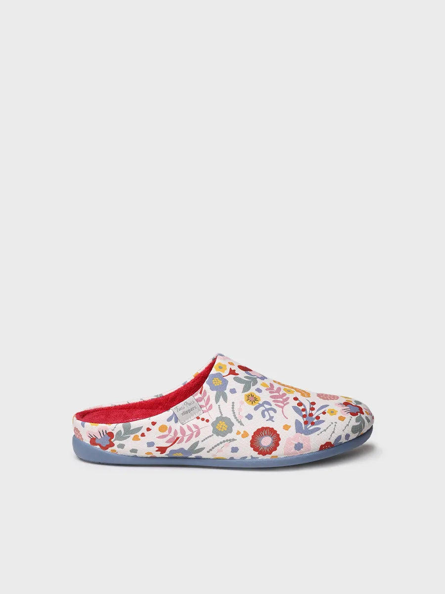 Pantuflas tipo zueco de mujer en algodón estampado | MIMI-TJ