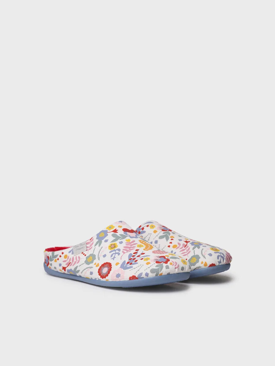Pantuflas tipo zueco de mujer en algodón estampado | MIMI-TJ