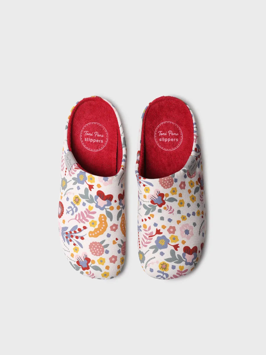 Pantuflas tipo zueco de mujer en algodón estampado | MIMI-TJ
