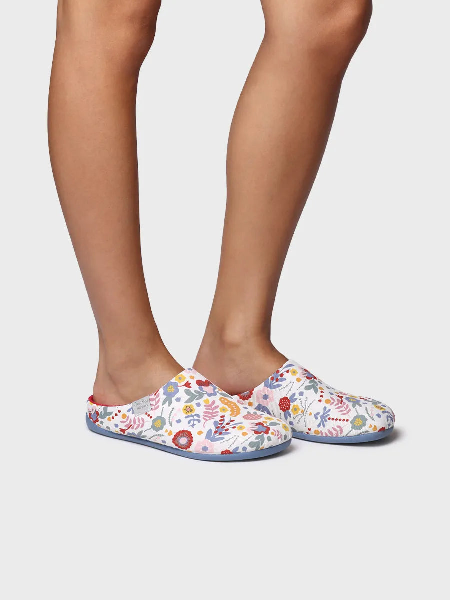 Pantuflas tipo zueco de mujer en algodón estampado | MIMI-TJ