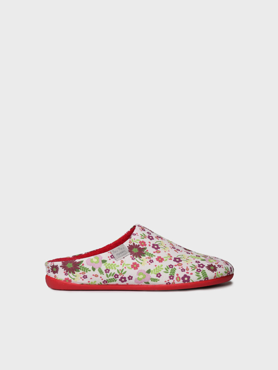 Pantuflas tipo zueco de mujer en algodón estampado | MIMI-TJ