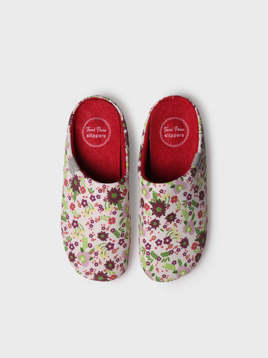 Pantuflas tipo zueco de mujer en algodón estampado | MIMI-TJ