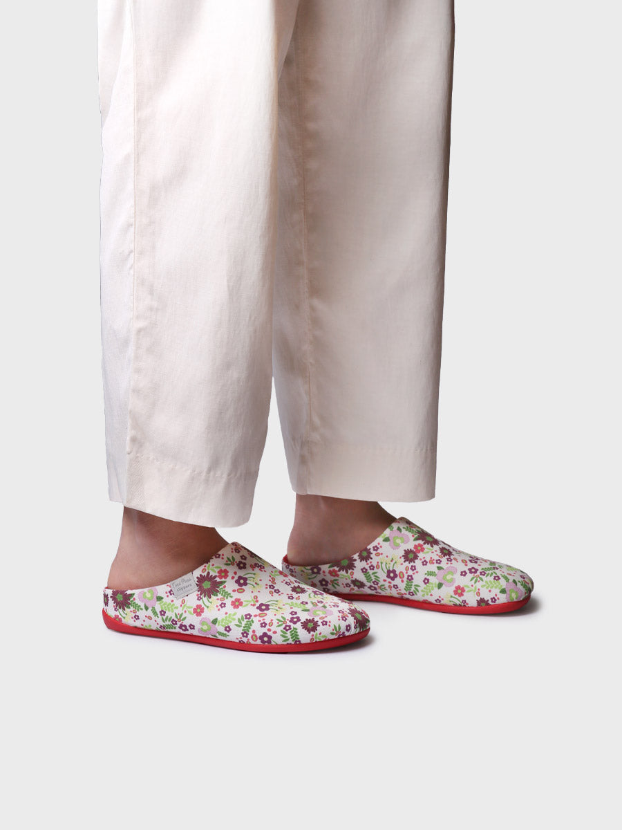 Pantuflas tipo zueco de mujer en algodón estampado | MIMI-TJ
