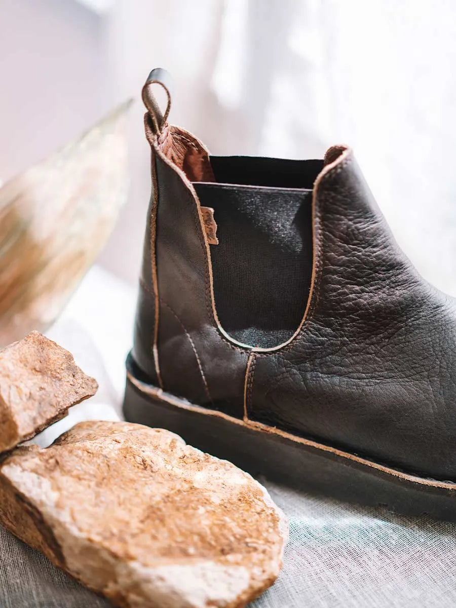 Botín de piel con elásticos laterales para hombre | OCTAVI