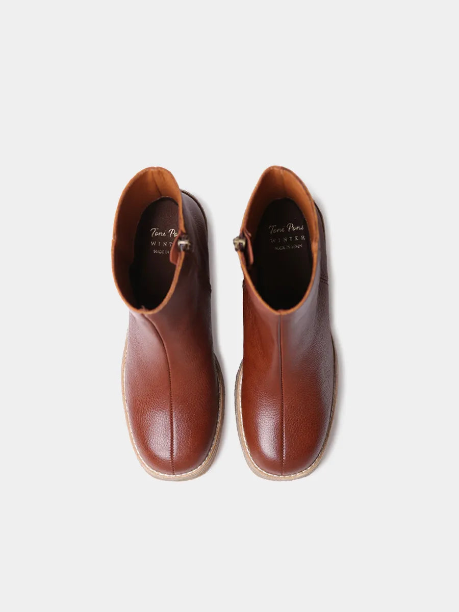 Botín de mujer en piel con plataforma y tacón ancho | PIANI-PO