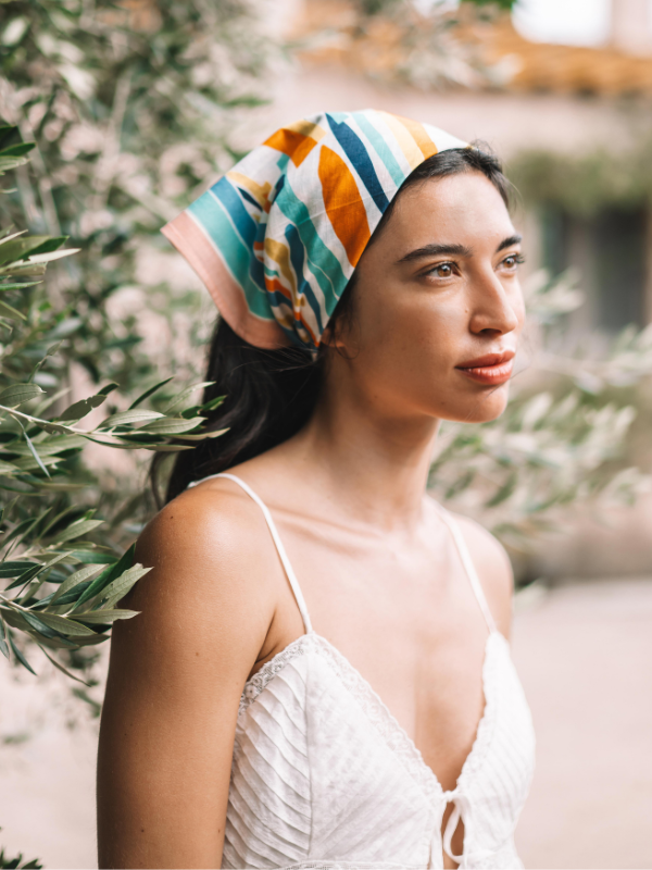 Fular de algodón estampado multicolor | FABIOLA