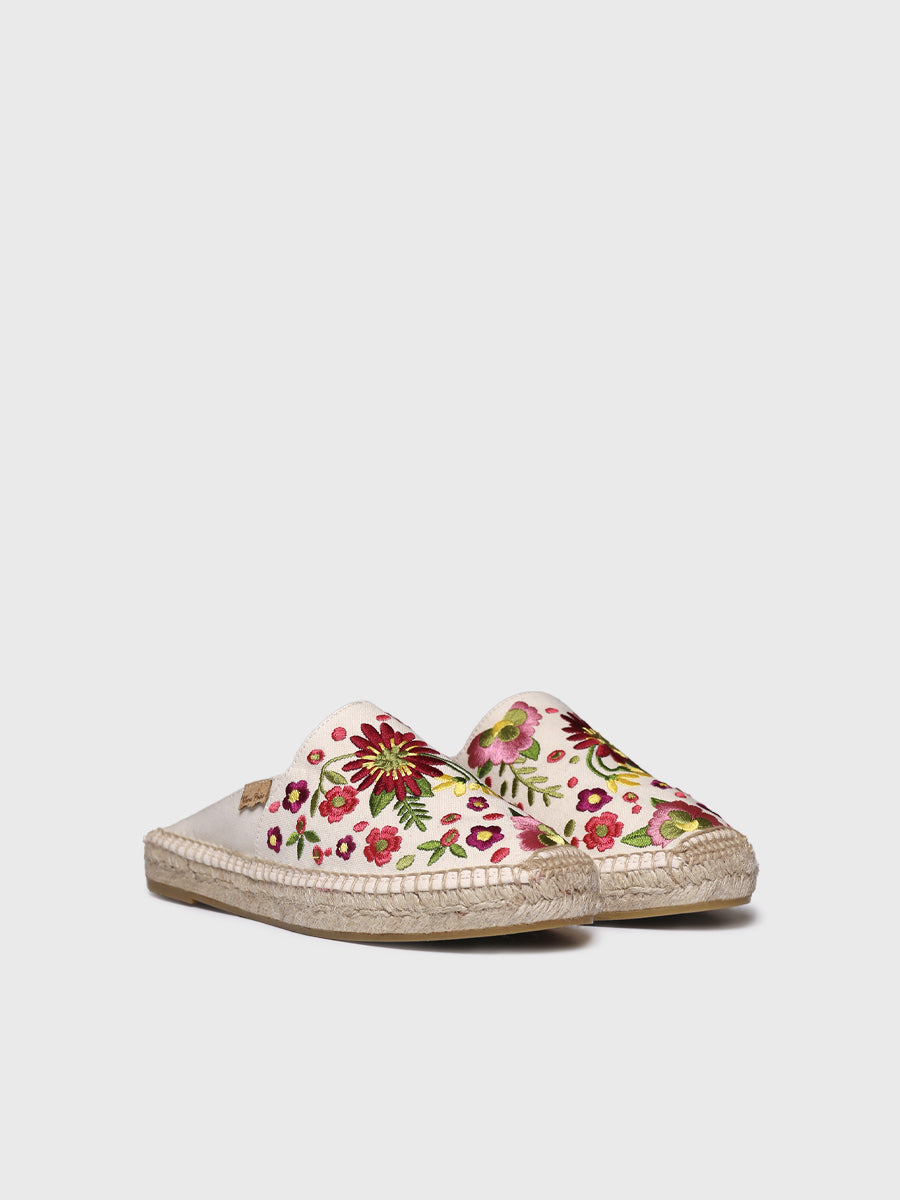 Alpargata mule de mujer con bordado floral | ROVIRA