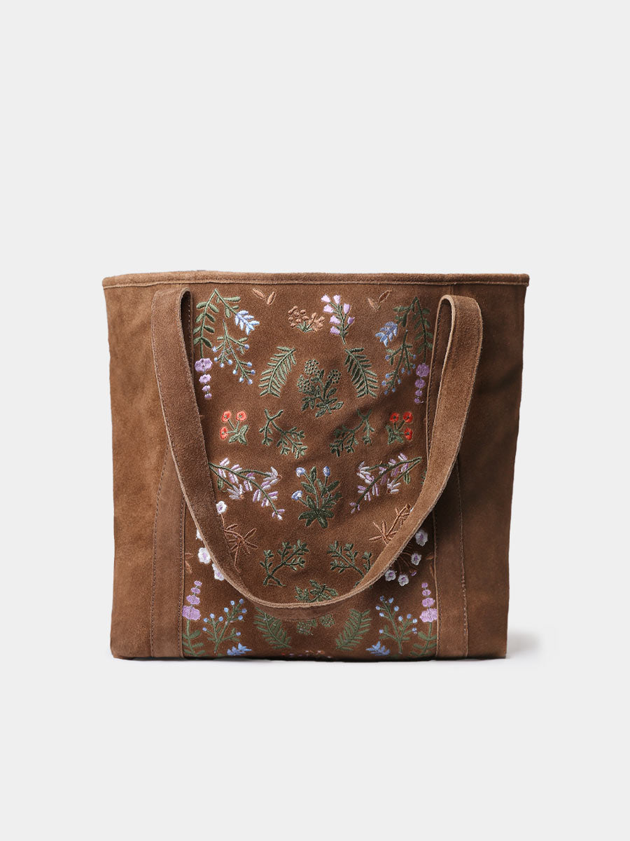 Bolso de mujer en serraje con bordado floral | SIURANA