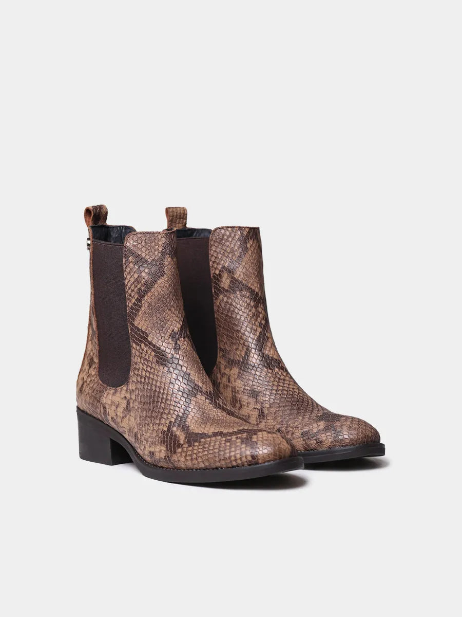 Botines de mujer en piel efecto serpiente con elásticos | TORTOSA-PI