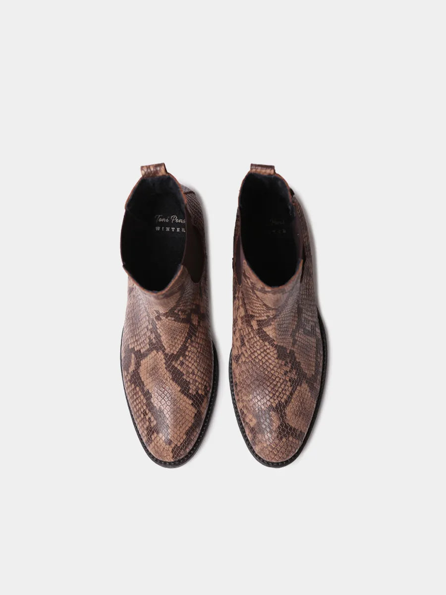 Botines de mujer en piel efecto serpiente con elásticos | TORTOSA-PI