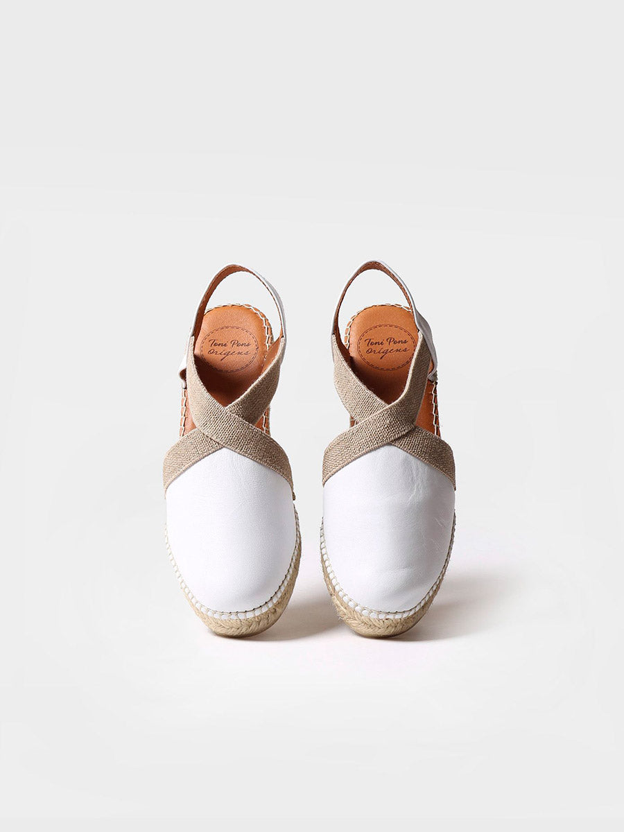 Alpargata de piel con cuña media para mujer | TOSSA