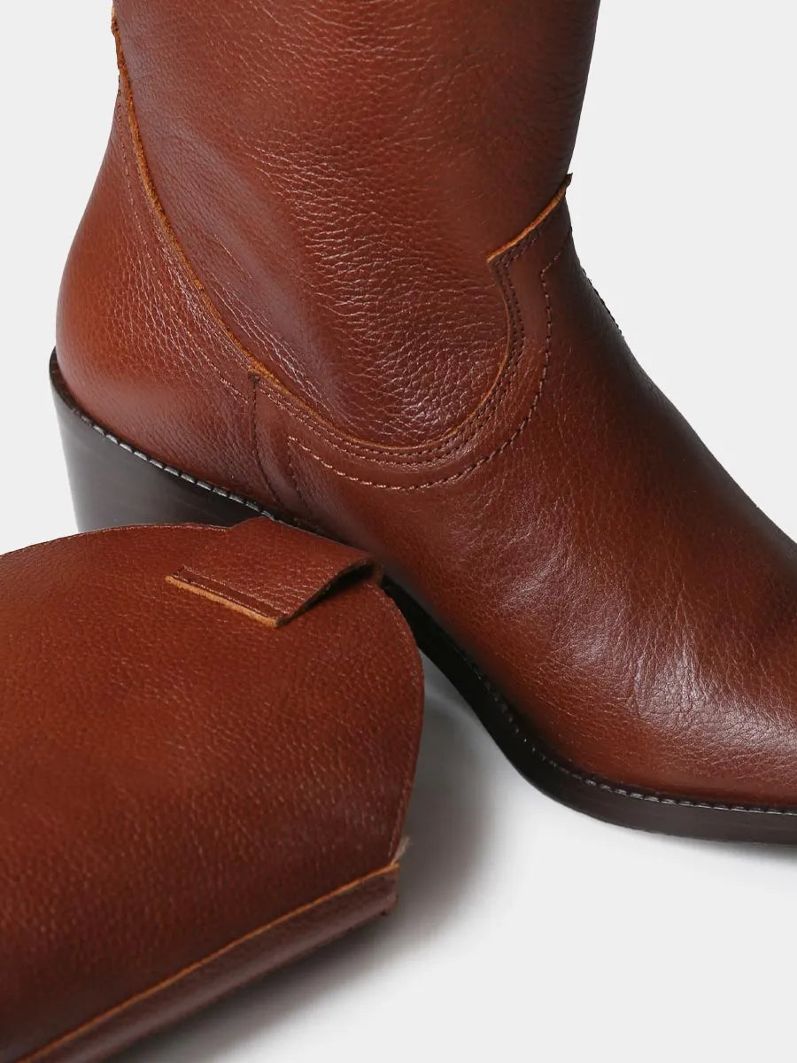 Botines de mujer cowboy en piel con tacón | UBEDA
