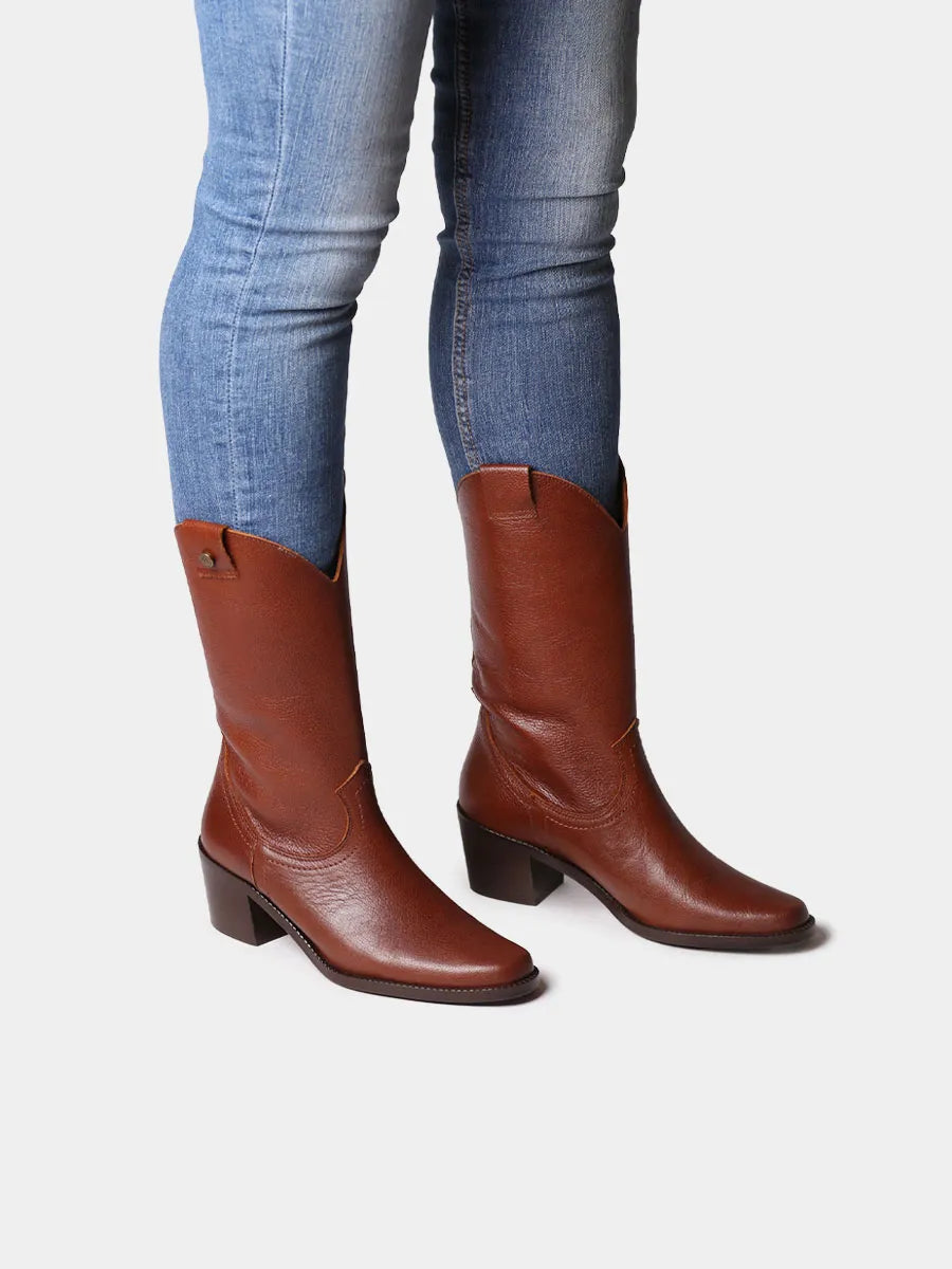 Botines de mujer cowboy en piel con tacón | UBEDA