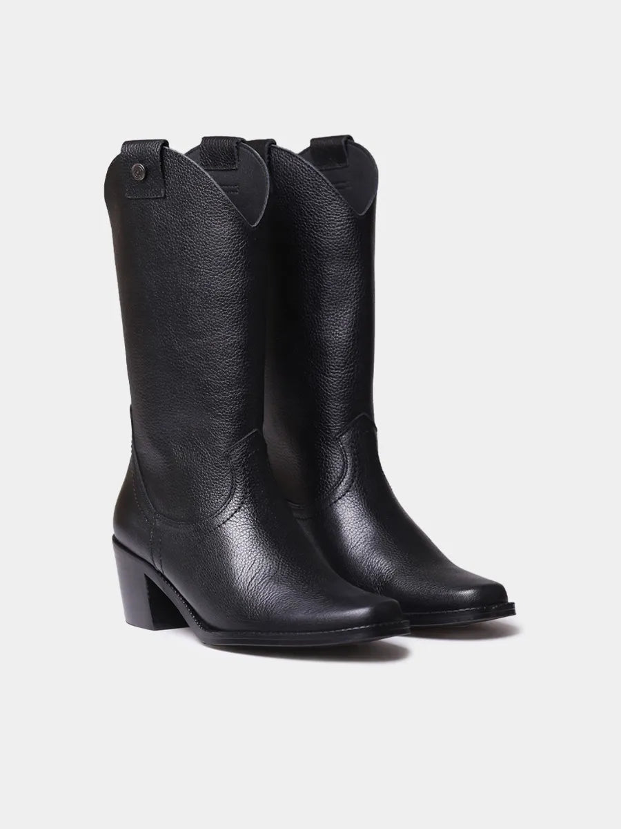 Botines de mujer cowboy en piel con tacón | UBEDA